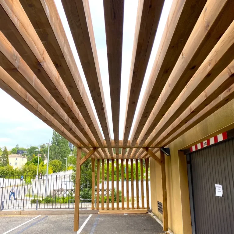 Carport en bois sur-mesure réalisé par Horus Bois Concept en Drôme